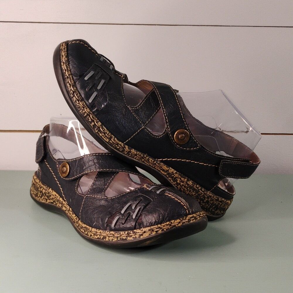 Rieker Mary Jane Comfort Flats Navy Blue Leather Hook & Loop Closed Toe US 8
